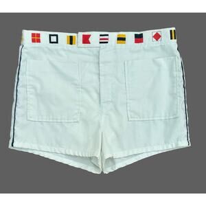 Vintage 40s 50s Catalina Men’s Bathing Suit Short Nautical Flag Print Waist 34